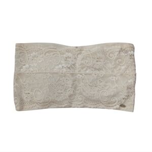 Jessica Simpson Lace Floral Strapless Tube Bandeau Bra LARGE Cream Beige